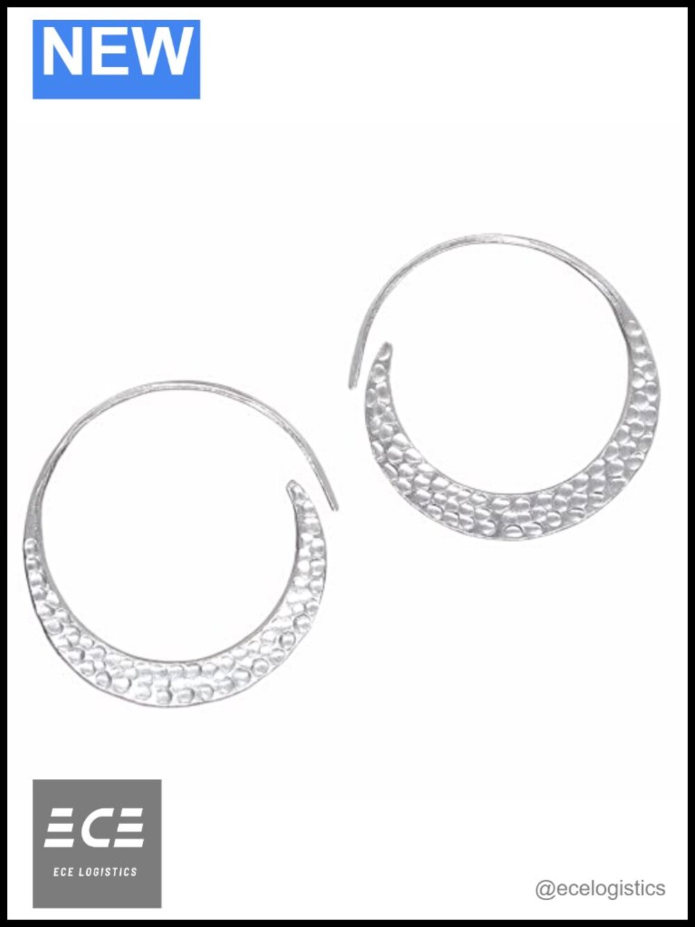Small Crescent Hoop Earrings Handmade Hammered Dotted Moon Sterling Silver